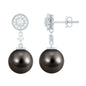 Natural 16 Carat Tahitian Pearl Diamond Drop Earrings for Women