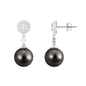 Cultured 16 Carat Tahitian Pearl Drop Earrings with Diamond