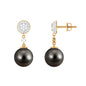 Cultured 16 Carat Tahitian Pearl Drop Earrings with Diamond