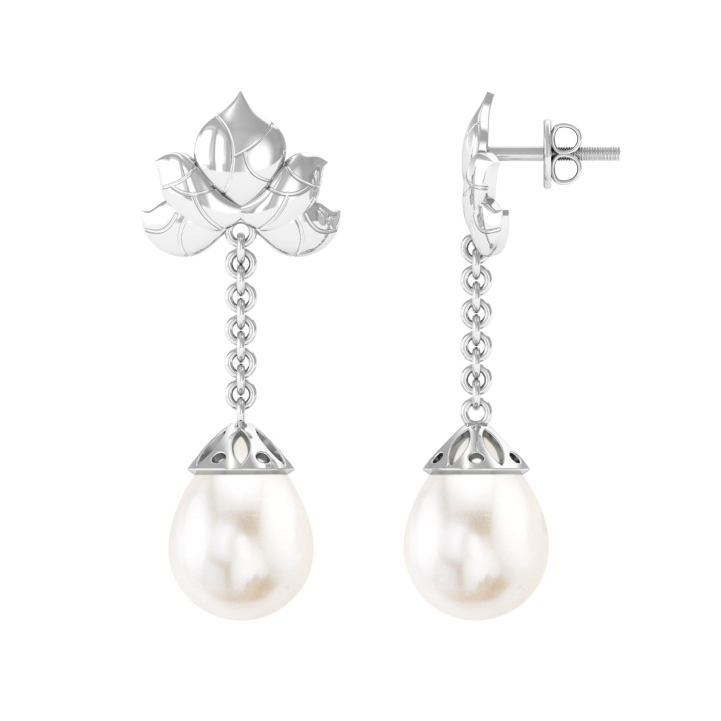 12 Carat Cultured Freshwater Pearl Dangle Chain Earrings