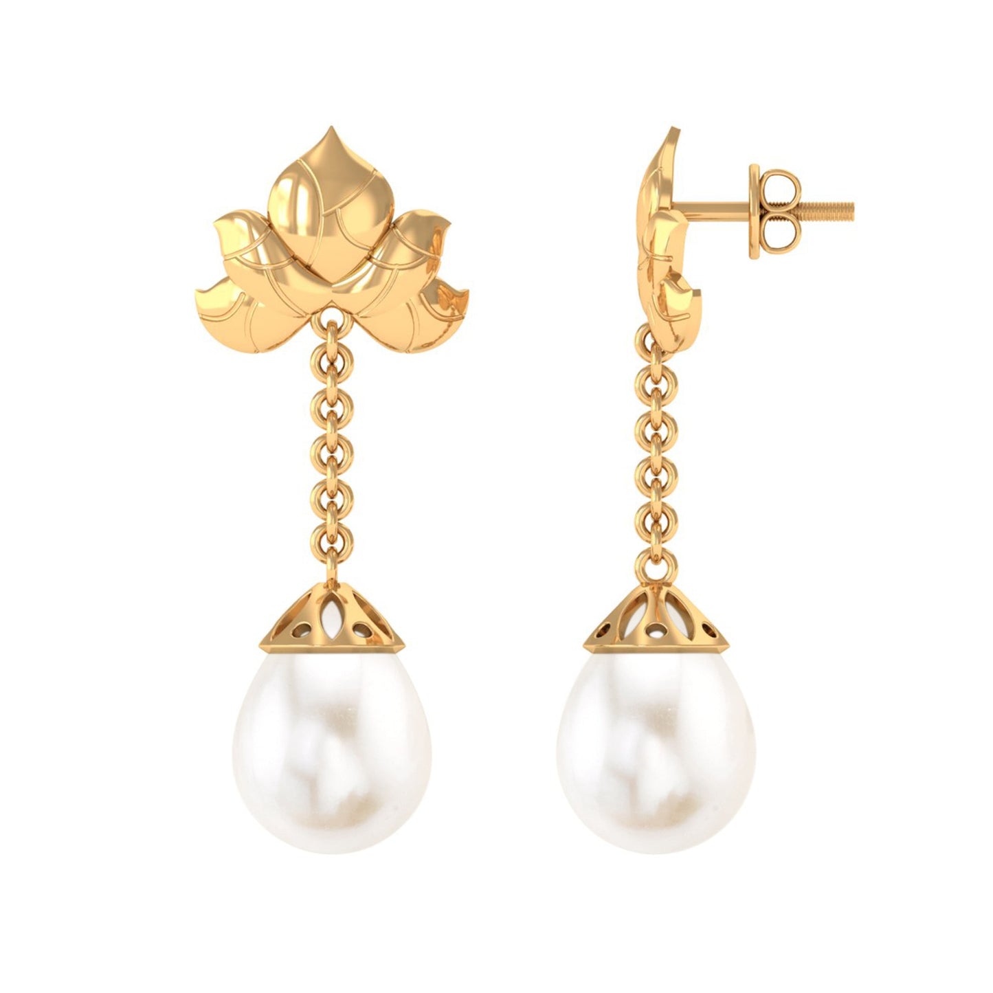 12 Carat Cultured Freshwater Pearl Dangle Chain Earrings