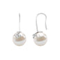 Cultured 16 Carat Freshwater Pearl Diamond Drop Earrings with Fish Hook