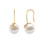 Cultured 16 Carat Freshwater Pearl Diamond Drop Earrings with Fish Hook