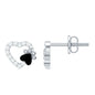 Moissanite Heart and Paw Stud Earrings with Enamel