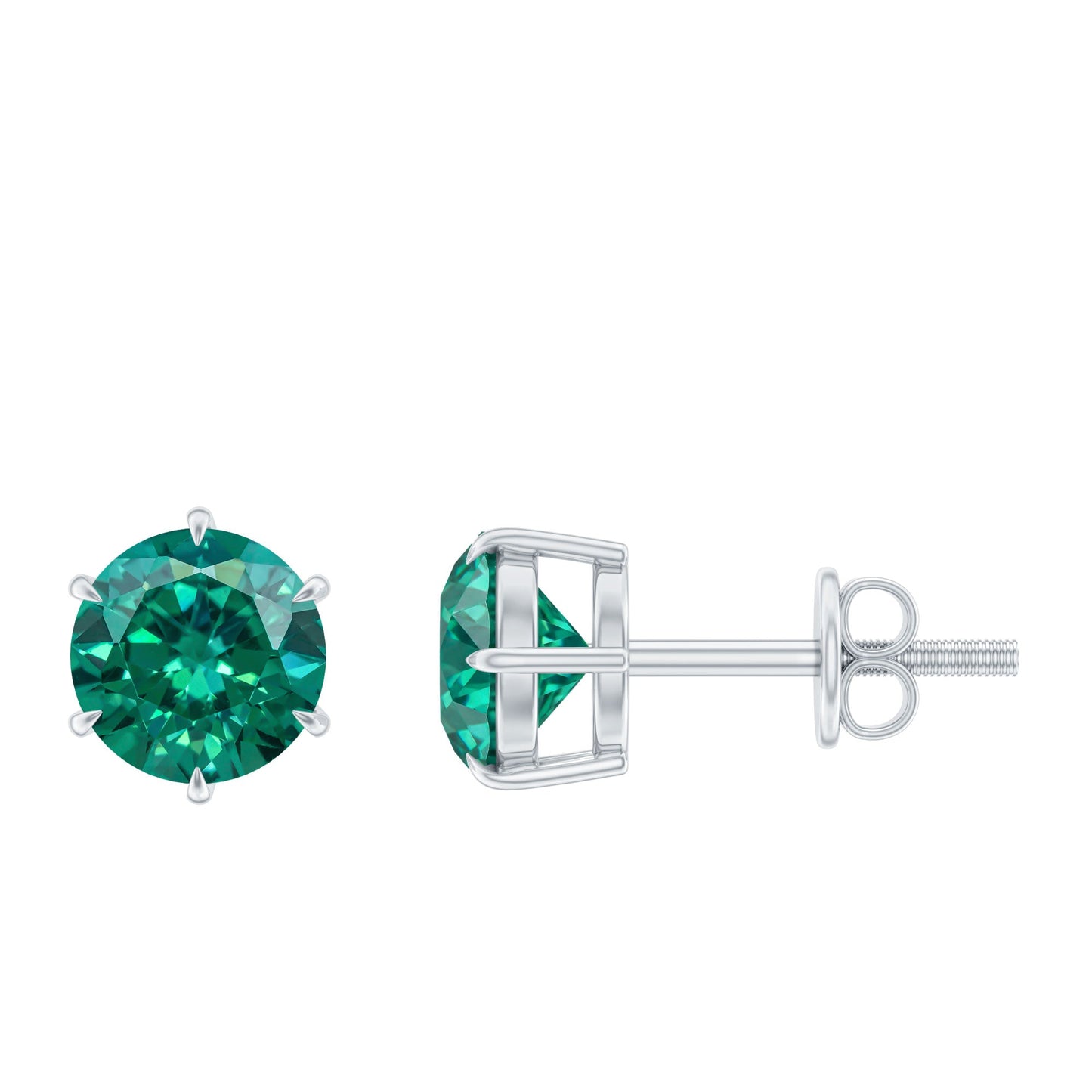 Certified Lab Created Emerald Solitaire Stud Earrings For Her