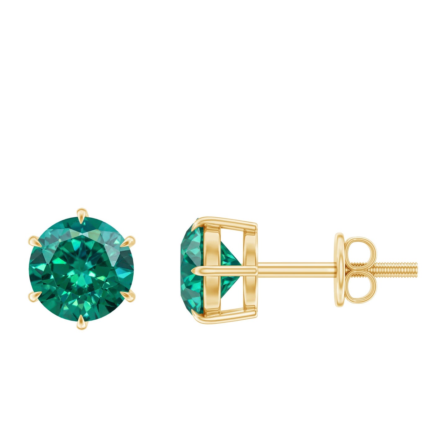 Certified Lab Created Emerald Solitaire Stud Earrings For Her