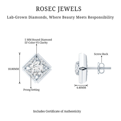 Classic Lab Grown Diamond Stud Earrings With Screw Back