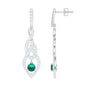 Certified Lab Grown Emerald Dangle Earrings with Diamond Accent