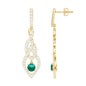 Certified Lab Grown Emerald Dangle Earrings with Diamond Accent