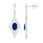 Lab Grown Blue Sapphire Dangle Drop Earrings With Diamond