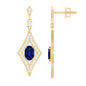 Lab Grown Blue Sapphire Dangle Drop Earrings With Diamond
