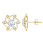 Certified Lab Grown Diamond Flower Stud Earrings With Screw Back