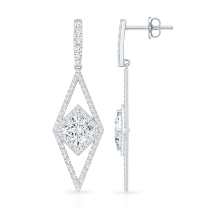Certified Lab Grown Wedding Dangle Earrings
