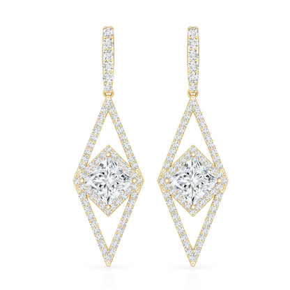 Certified Lab Grown Wedding Dangle Earrings