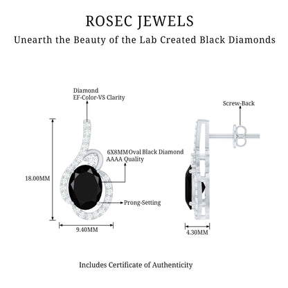 Classic Lab Grown Black Diamond Designer Stud Earrings
