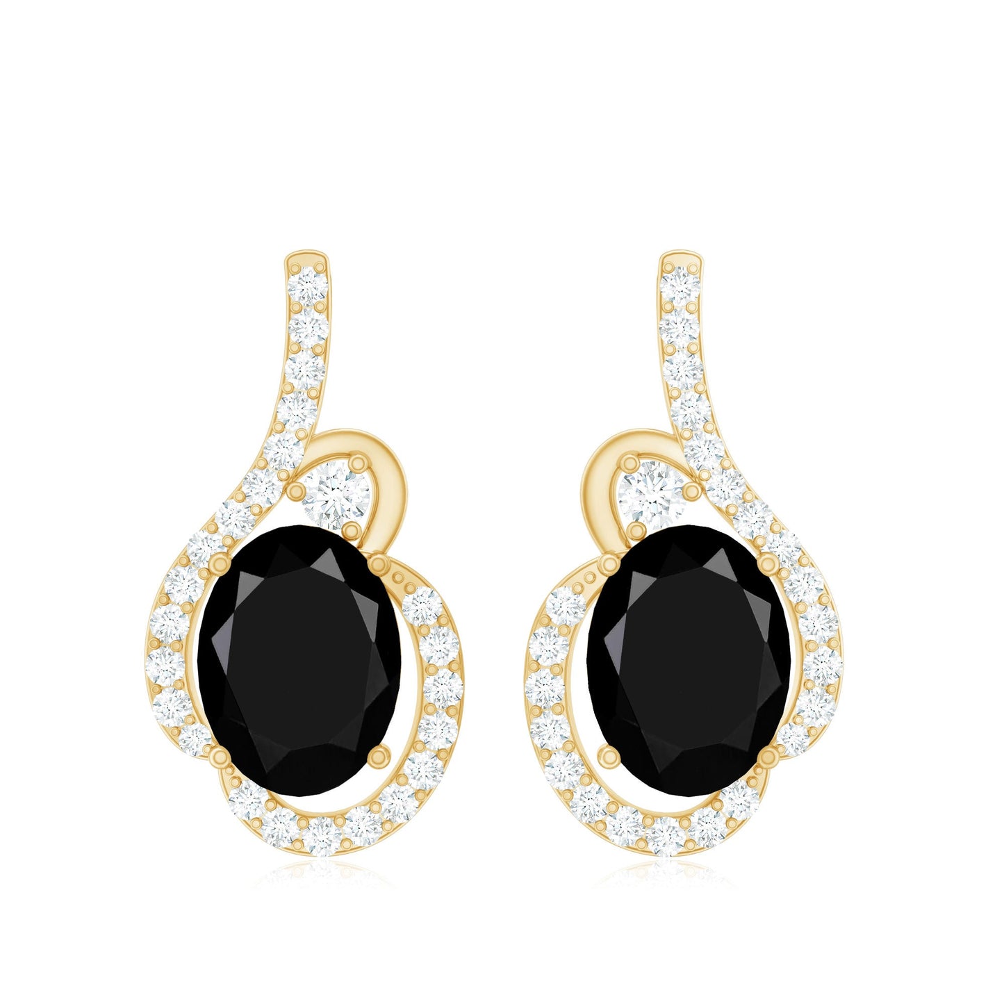 Classic Lab Grown Black Diamond Designer Stud Earrings
