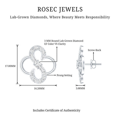 Lab Grown Diamond Floral Stud Earrings with Screw Back