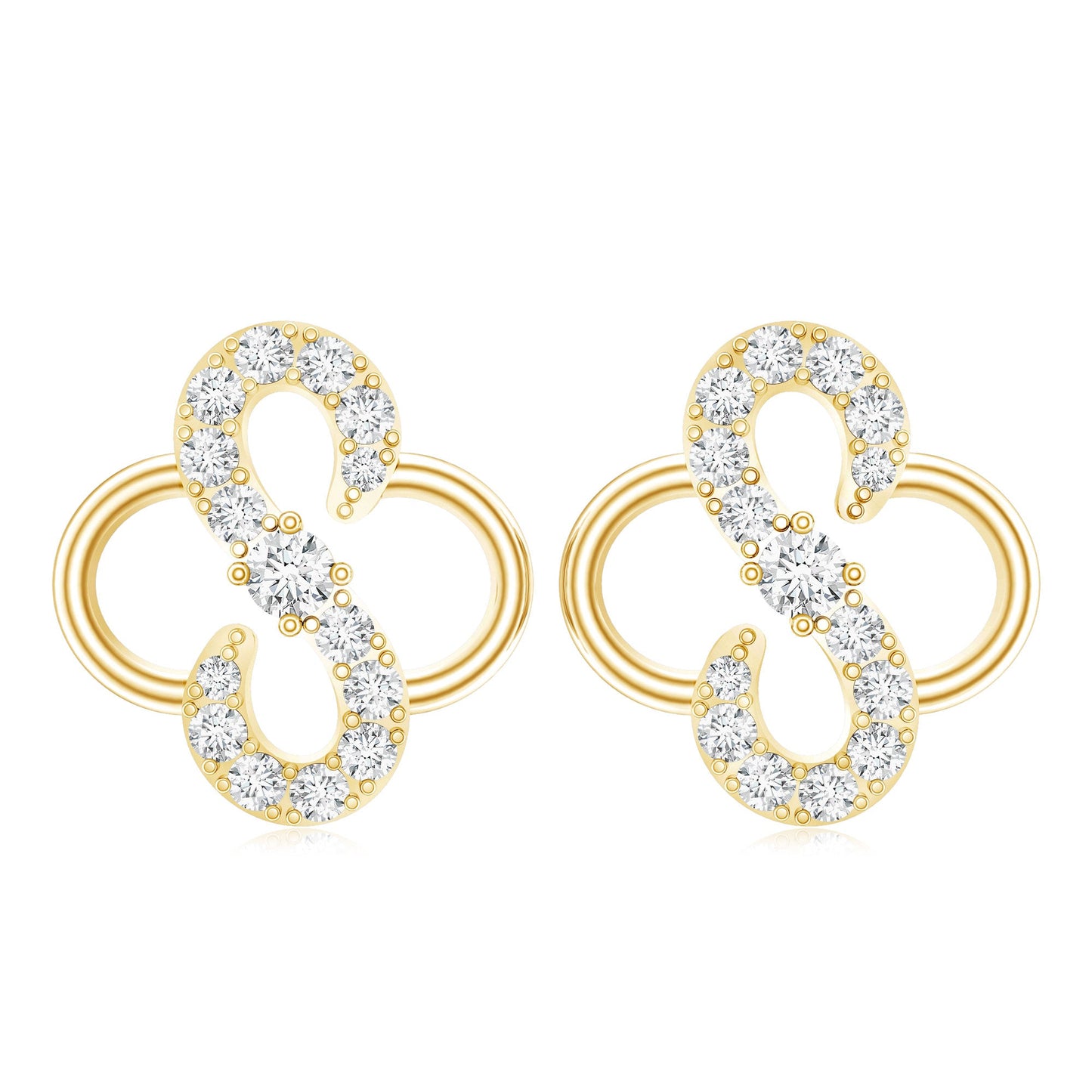Lab Grown Diamond Floral Stud Earrings with Screw Back