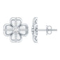 Lab Grown Diamond Flower Stud Earrings With Screw Back
