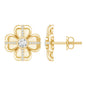 Lab Grown Diamond Flower Stud Earrings With Screw Back