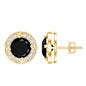 Lab Grown Black Diamond Halo Stud Earrings With Screw Back