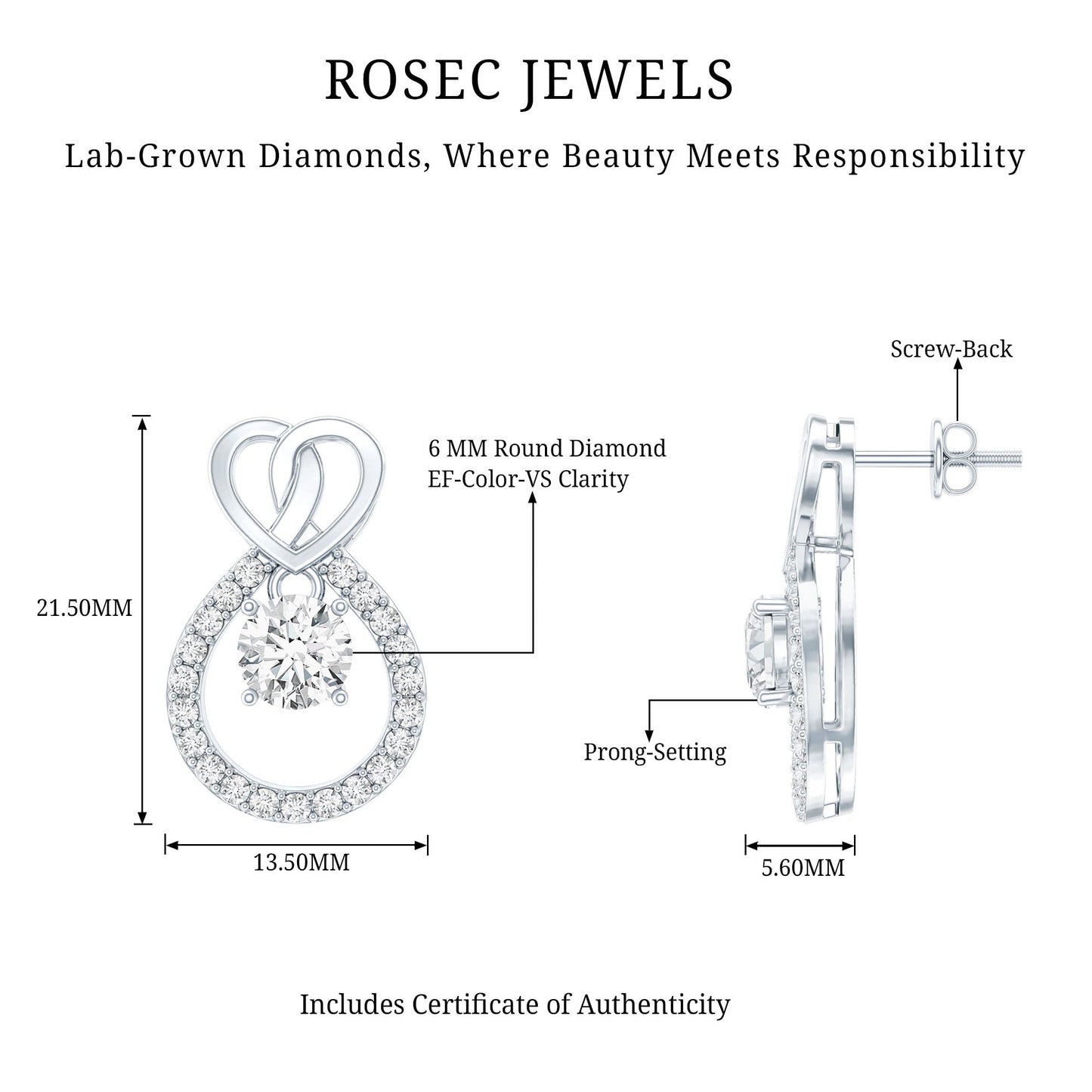 Certified Lab Grown Diamond Infinity Stud Earrings
