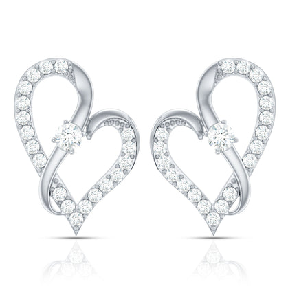 Lab Grown Diamond Heart Stud Earrings with Screw Back