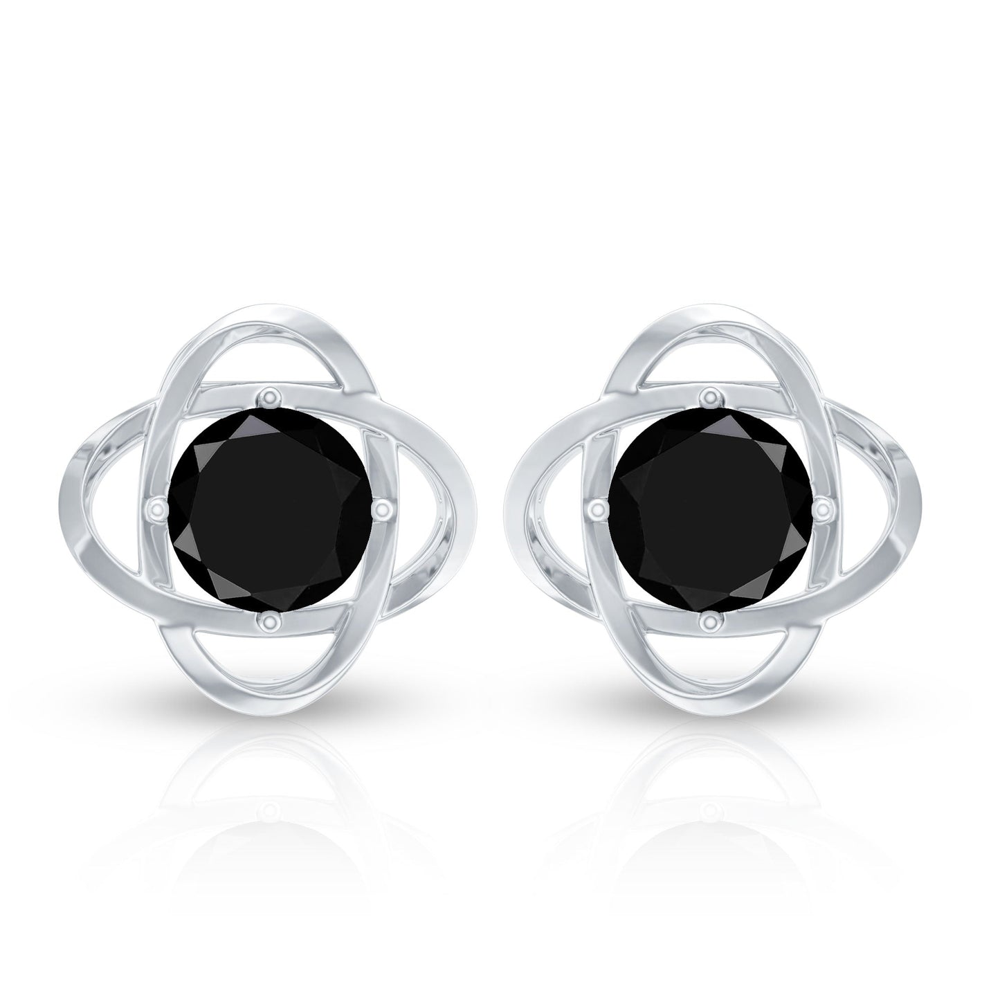 Certified Lab Grown Black Diamond Stud Earrings With Screw Back