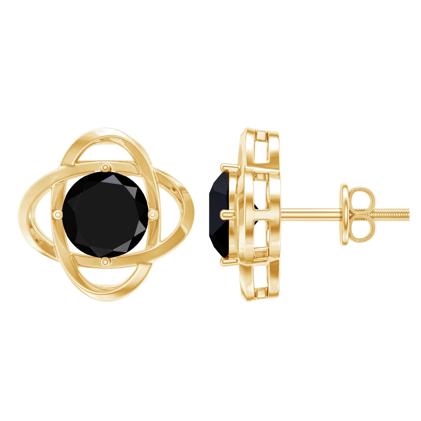 Certified Lab Grown Black Diamond Stud Earrings With Screw Back