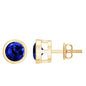 Solitaire 1.3 Carat Lab Created Blue Sapphire Stud Earrings in Bezel Setting