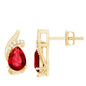 Lab Created Ruby Teardrop Stud Earrings with Diamond Accent