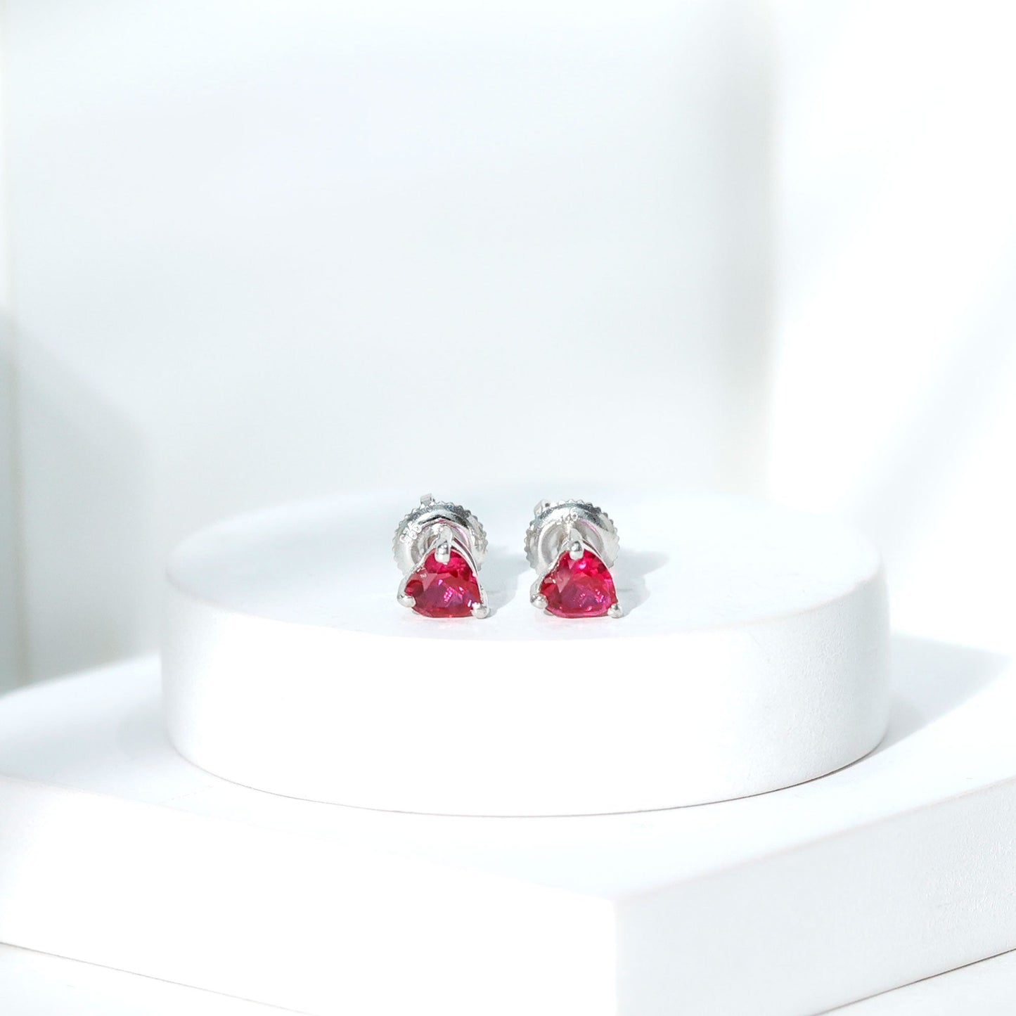 Heart Shape Lab Grown Ruby Valentines Day Earrings