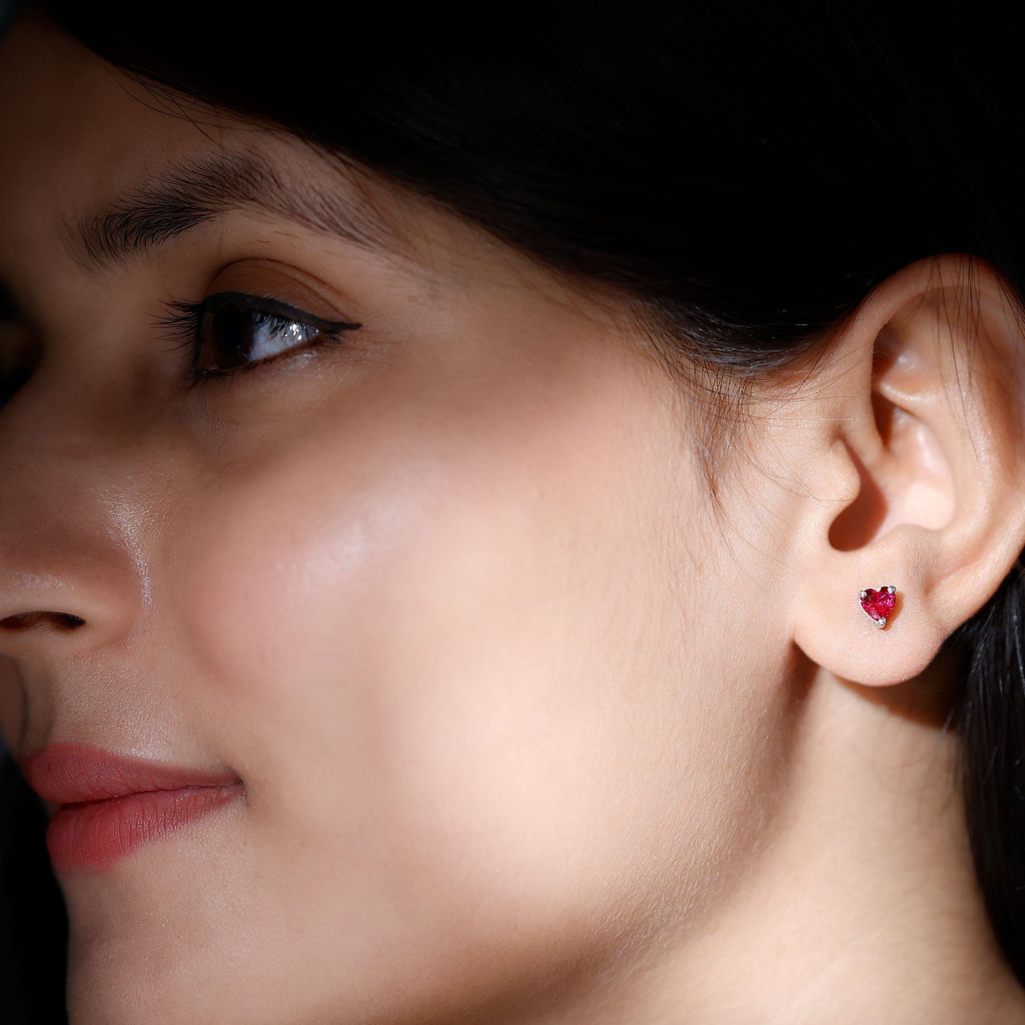 Heart Shape Lab Grown Ruby Valentines Day Earrings