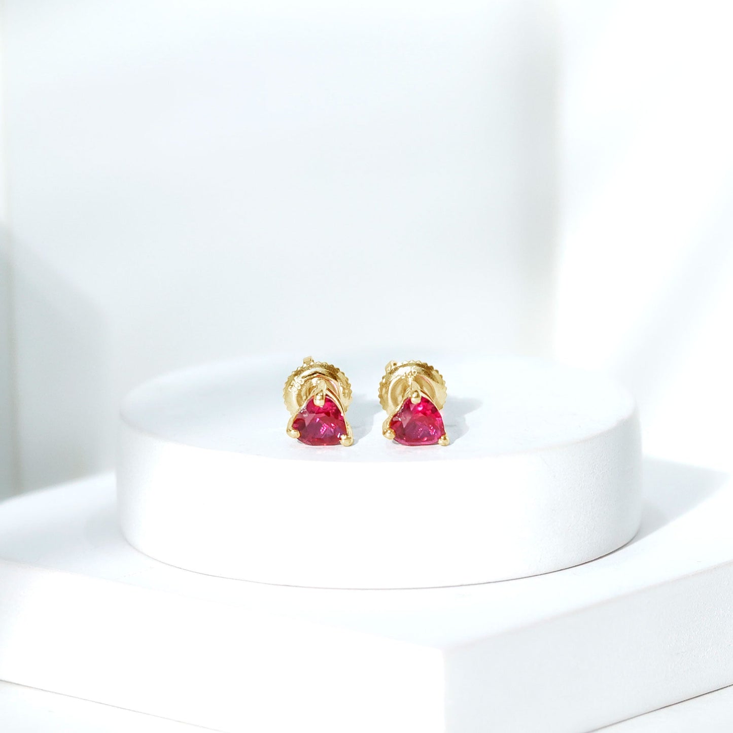 Heart Shape Lab Grown Ruby Valentines Day Earrings