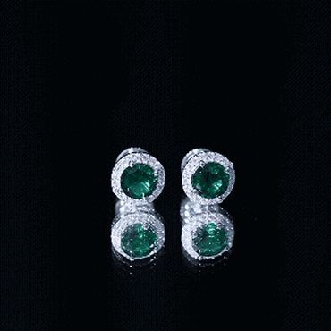 Certified 1.6 Carat Lab Created Emerald and Moissanite Halo Stud Earrings