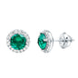Certified 1.6 Carat Lab Created Emerald and Moissanite Halo Stud Earrings