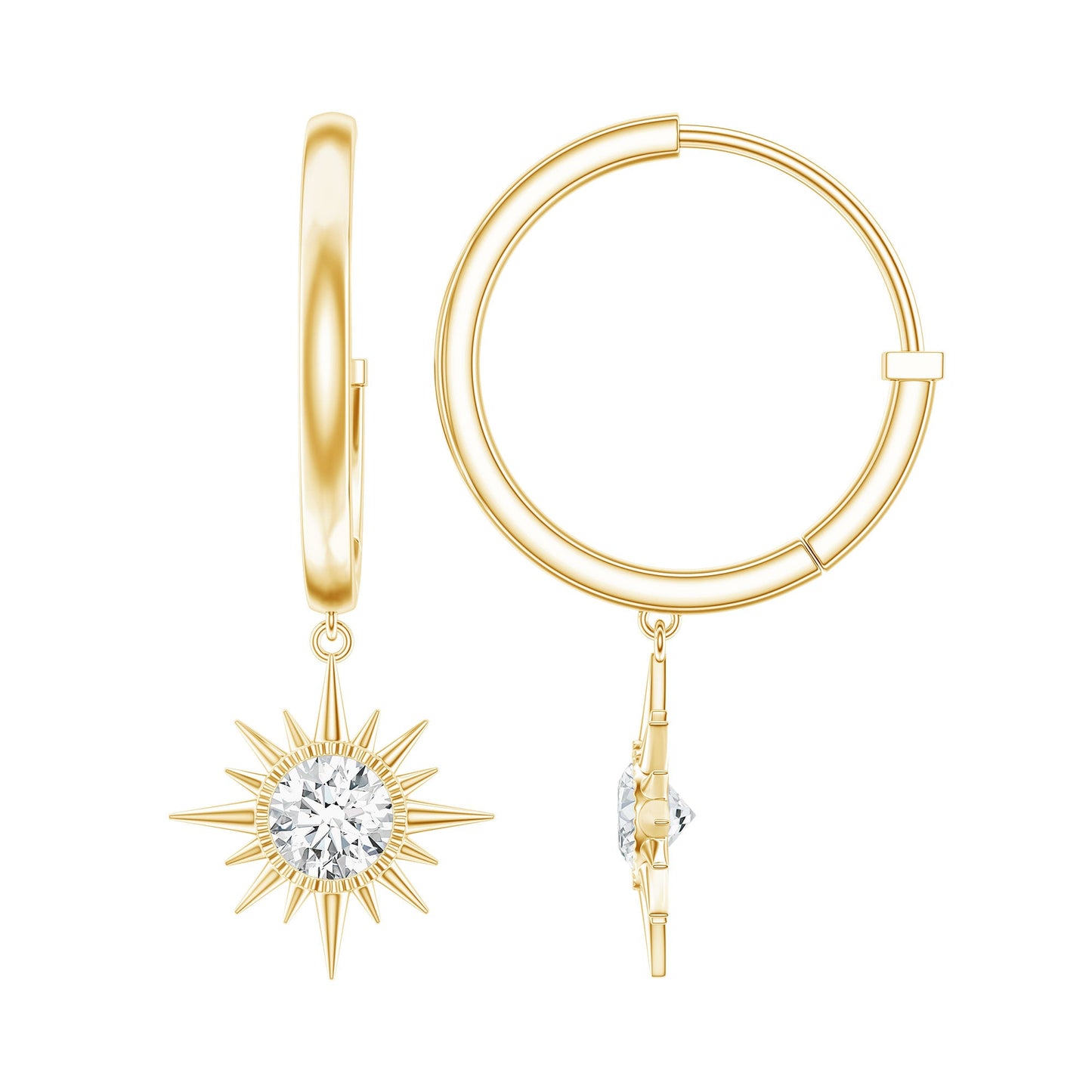 Certified Lab Grown Diamond Sunburst Hoop Earrings