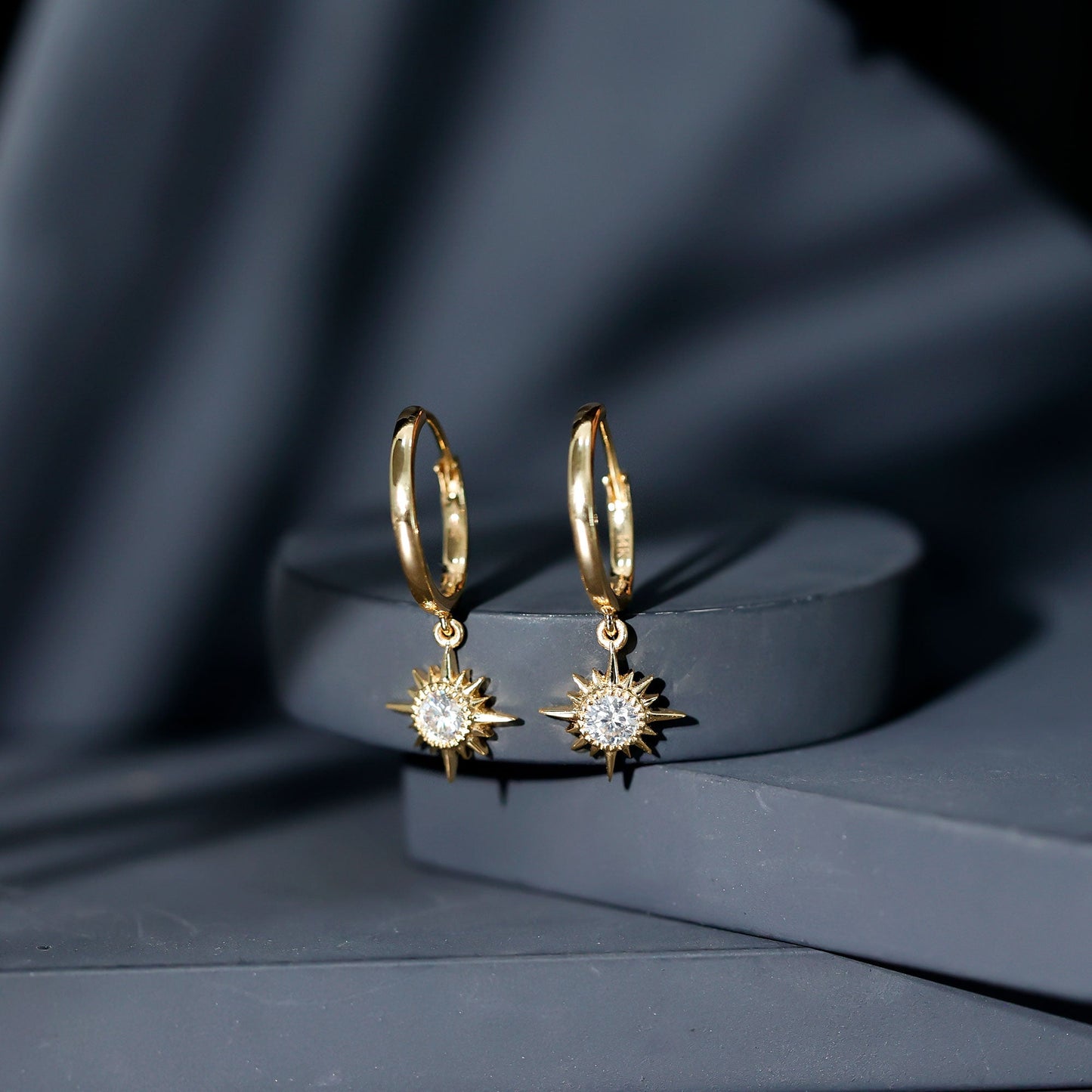 Certified Lab Grown Diamond Sunburst Hoop Earrings