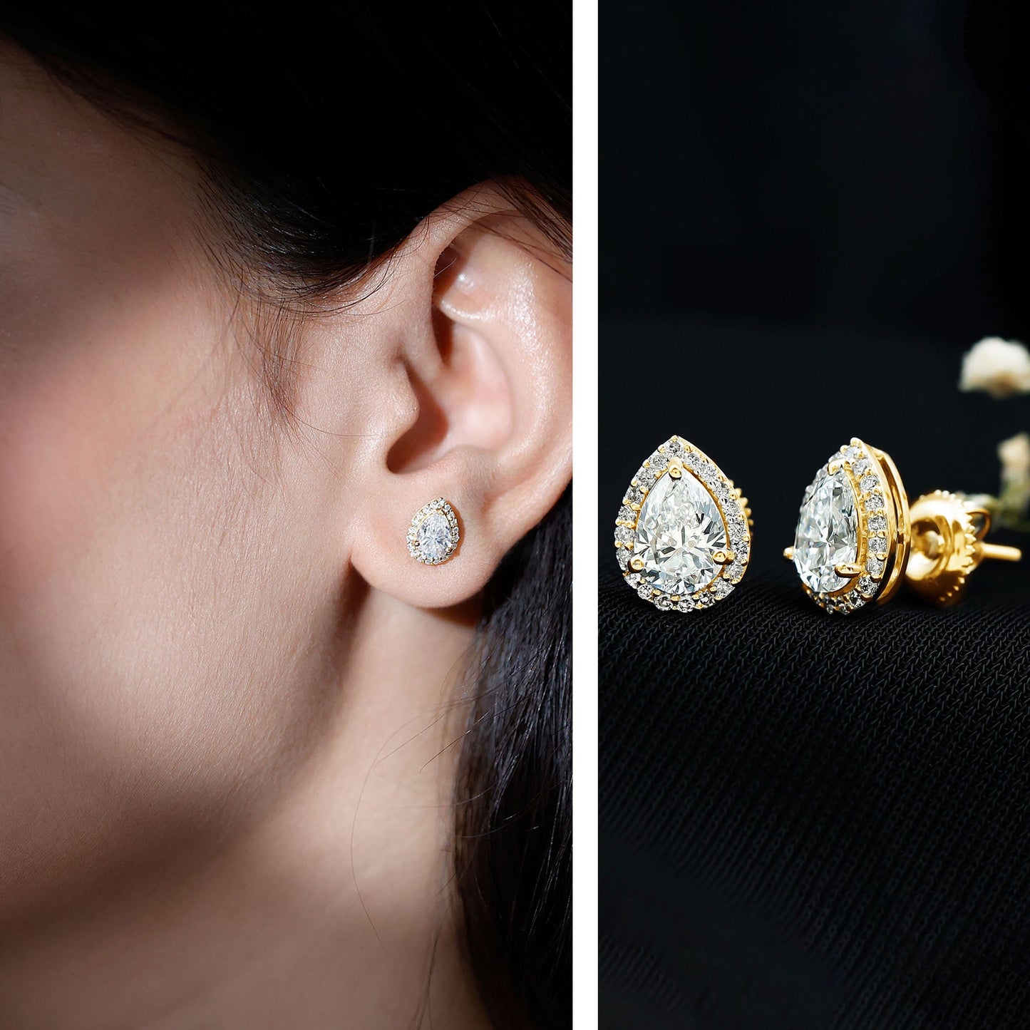 Certified 1.3 Carat Lab Grown Diamond Teardrop Stud Earrings
