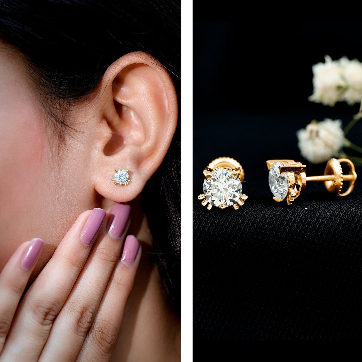 Certified Lab Grown Diamond Hello Kitty Earrings