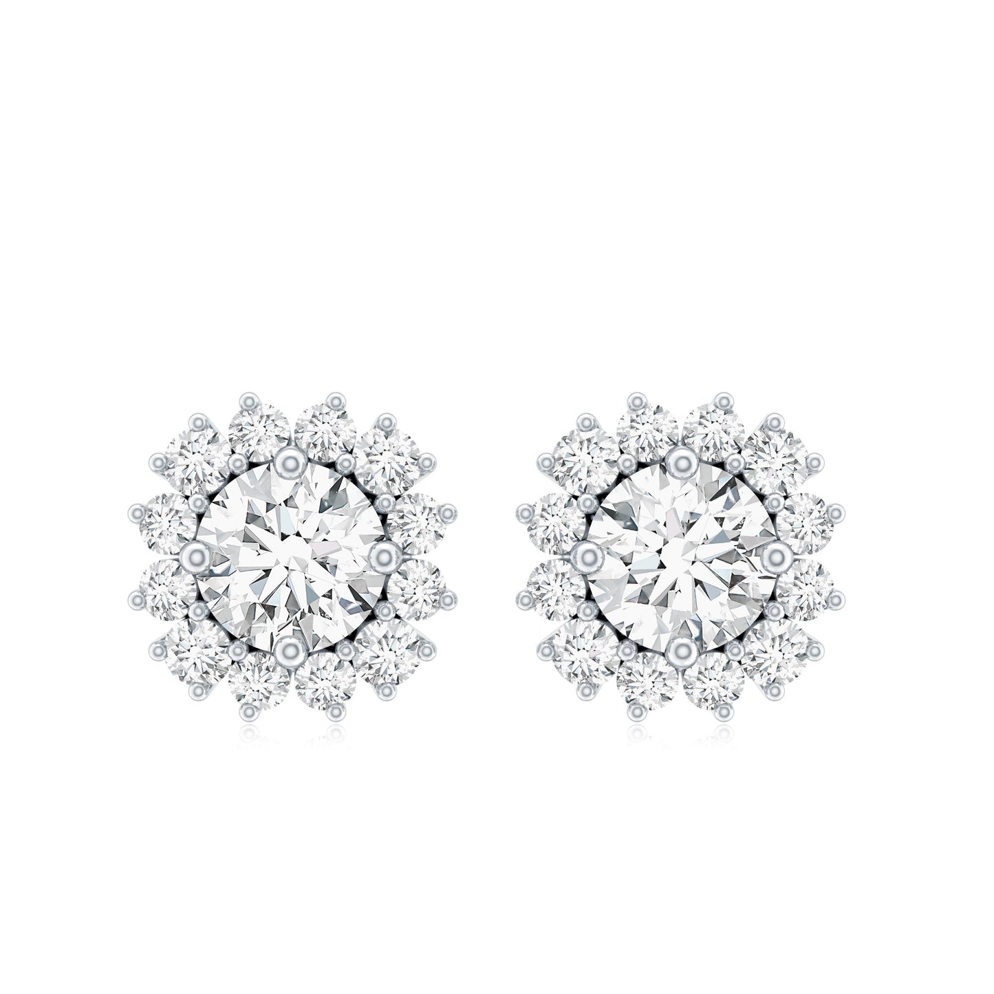 Certified 0.9 Carat Round Lab Grown Diamond Halo Stud Earrings