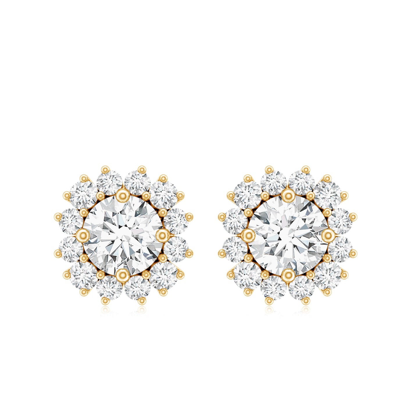Certified 0.9 Carat Round Lab Grown Diamond Halo Stud Earrings