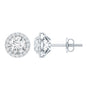 0.9 Carat Round Lab Grown Diamond Halo Stud Earrings With Screw Back
