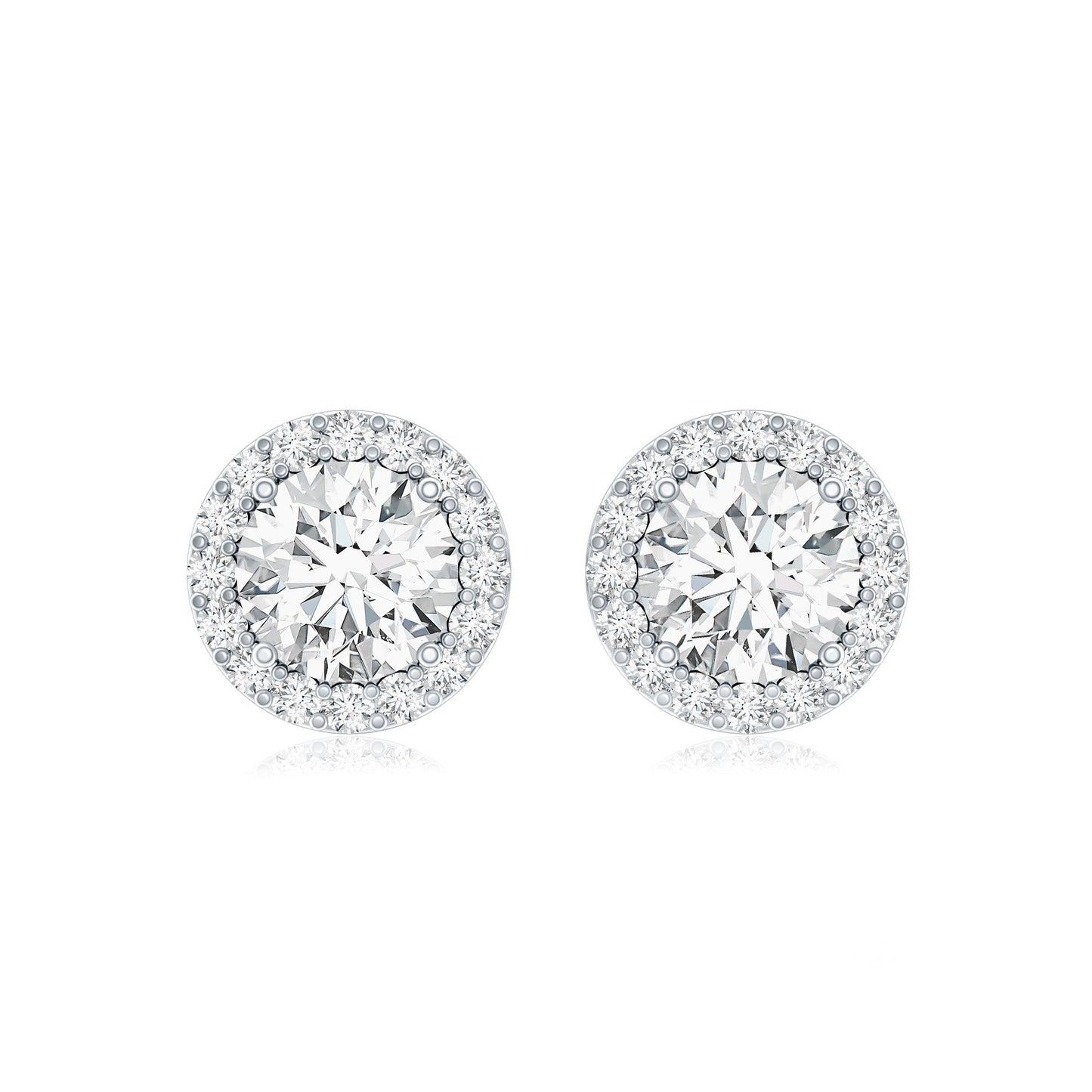 0.9 Carat Round Lab Grown Diamond Halo Stud Earrings With Screw Back