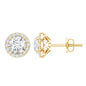 0.9 Carat Round Lab Grown Diamond Halo Stud Earrings With Screw Back