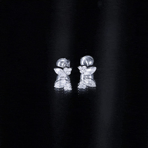 Bezel Set Lab Marquise Diamond Stud Earrings