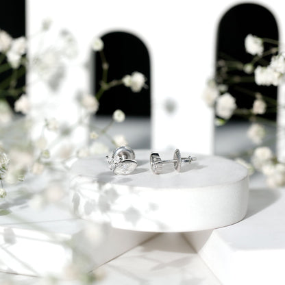 Bezel Set Lab Marquise Diamond Stud Earrings