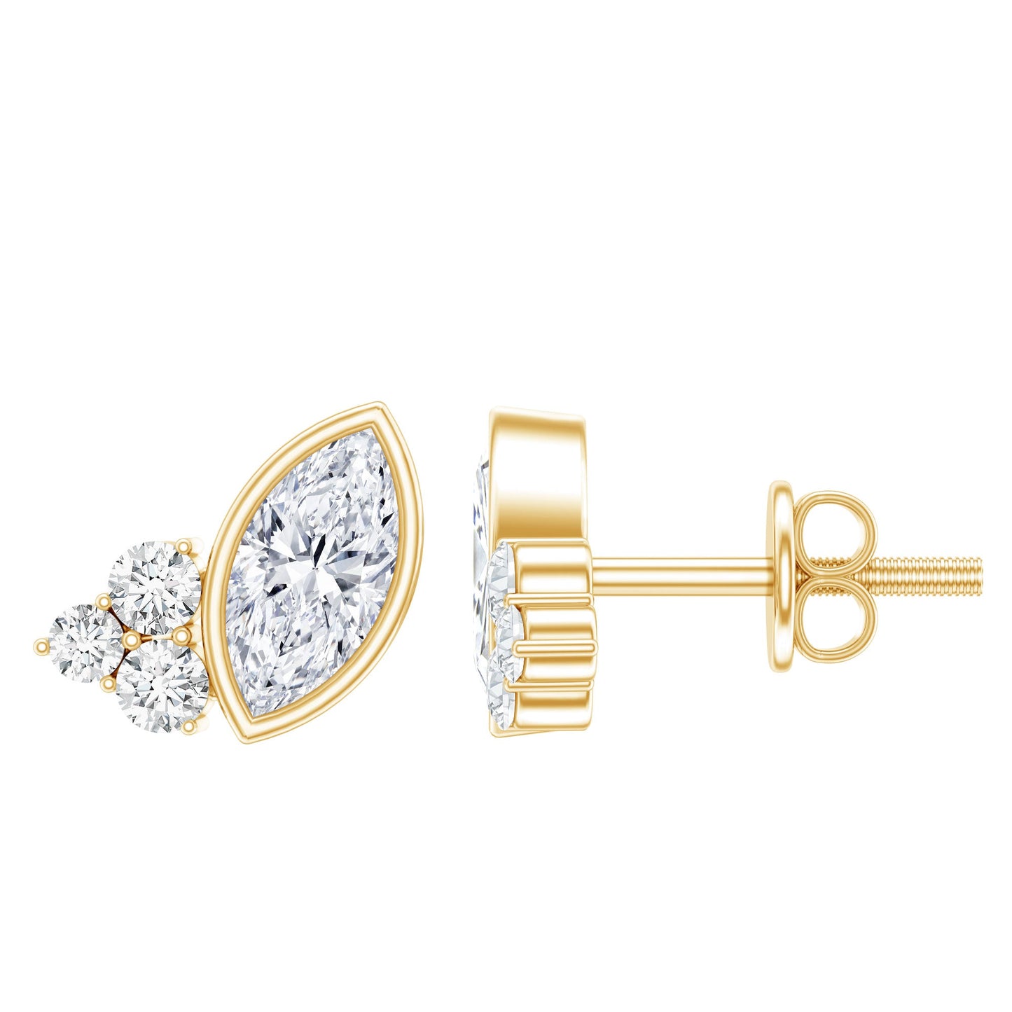 Bezel Set Lab Marquise Diamond Stud Earrings