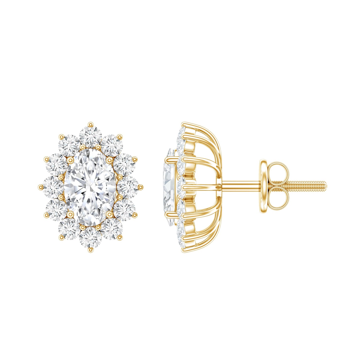 Certified Oval Shaped Lab Grown Diamond Halo Stud Earrings