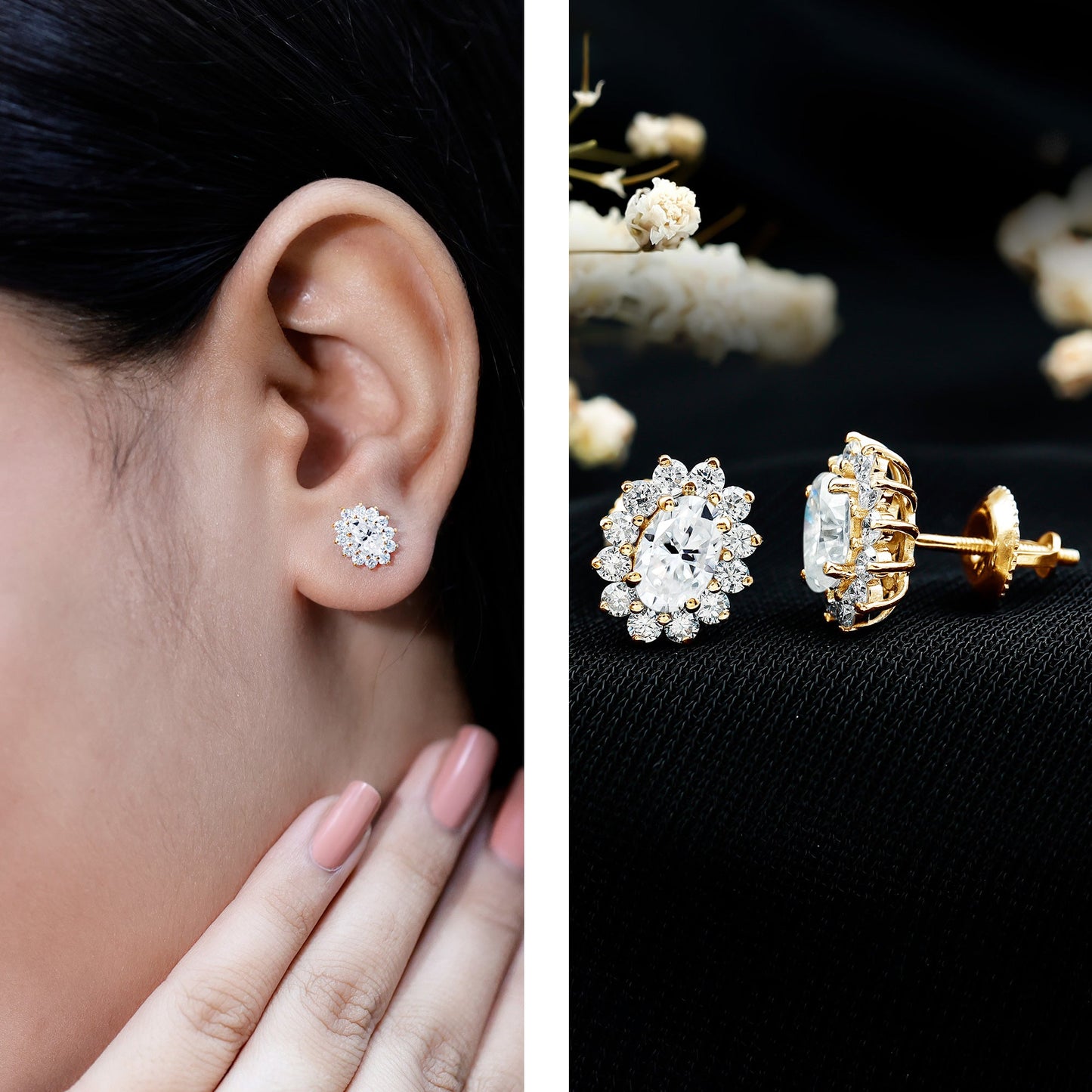 Certified Oval Shaped Lab Grown Diamond Halo Stud Earrings